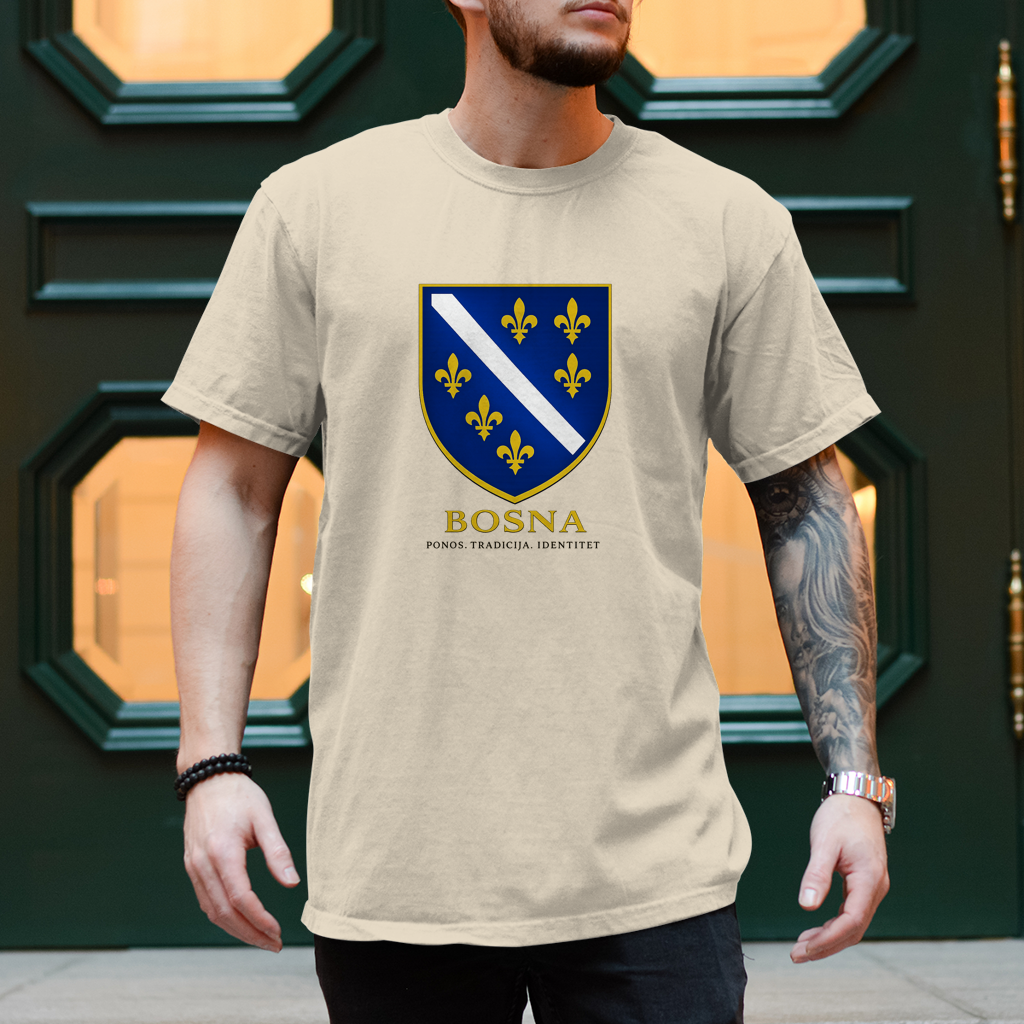 Herren T-Shirt „Bosna – Ponos. Tradicija. Identitet.“ | Bosnischer Streetwear Style