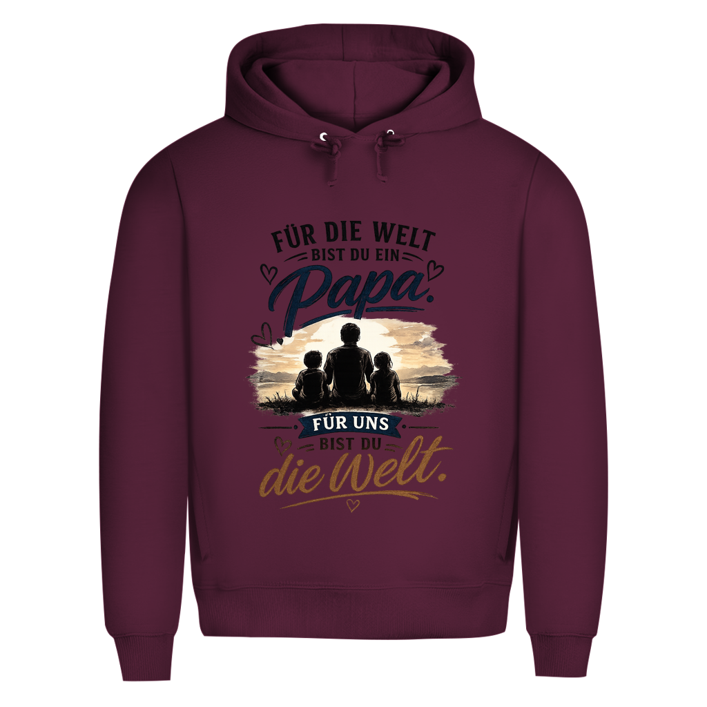 Herren Bio Hoodie „Für die Welt bist du ein Papa“ – Vatertag Geschenk für Papa