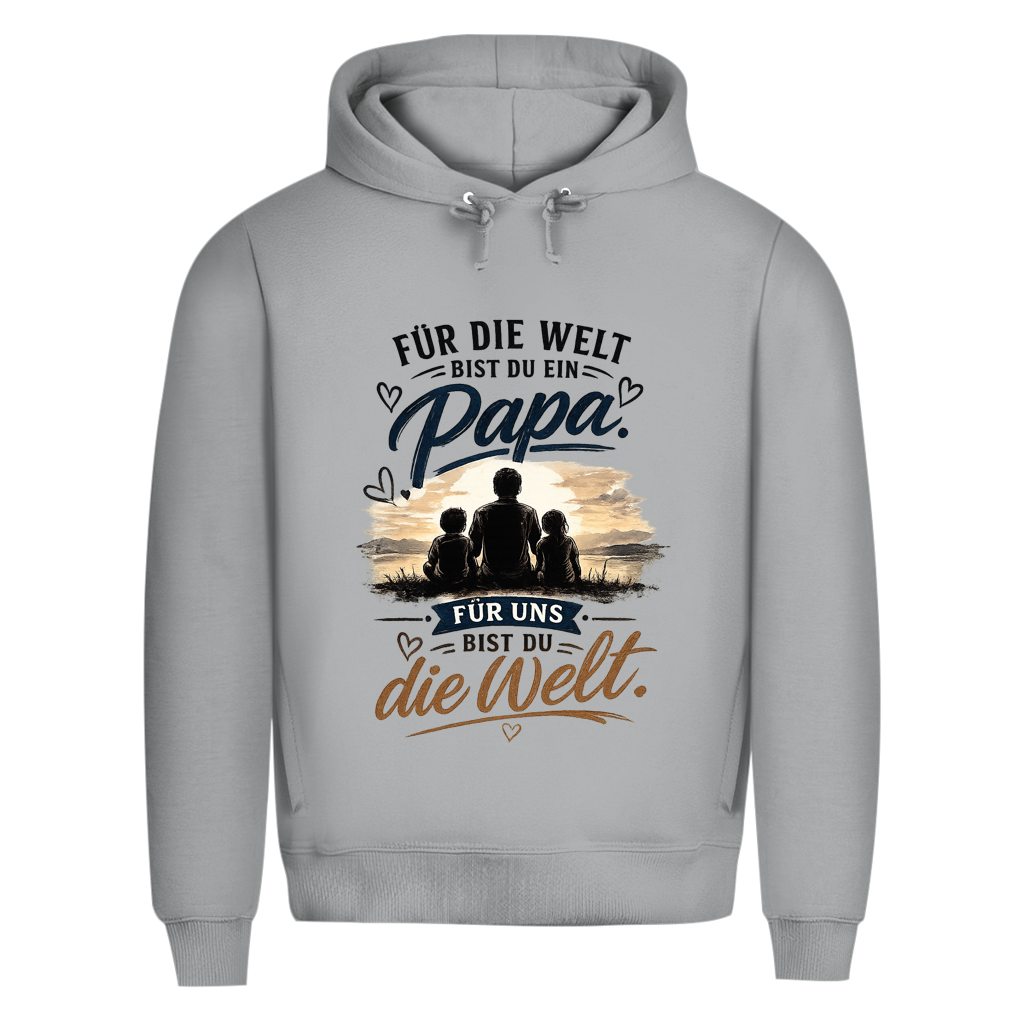 Herren Bio Hoodie „Für die Welt bist du ein Papa“ – Vatertag Geschenk für Papa