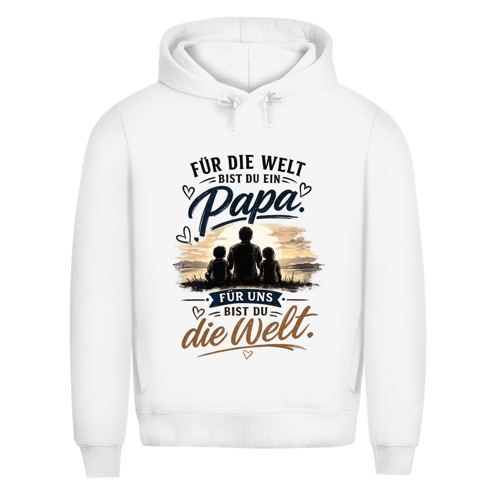 Herren Bio Hoodie „Für die Welt bist du ein Papa“ – Vatertag Geschenk für Papa