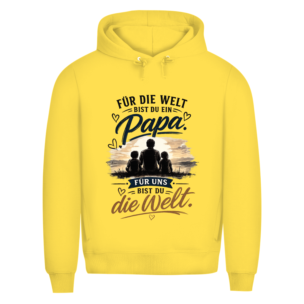 Herren Bio Hoodie „Für die Welt bist du ein Papa“ – Vatertag Geschenk für Papa