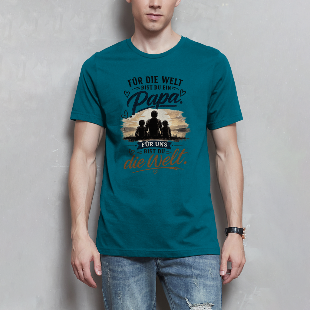 Herren T-Shirt „Für die Welt bist du ein Papa“ – Vatertag Geschenk für Papa
