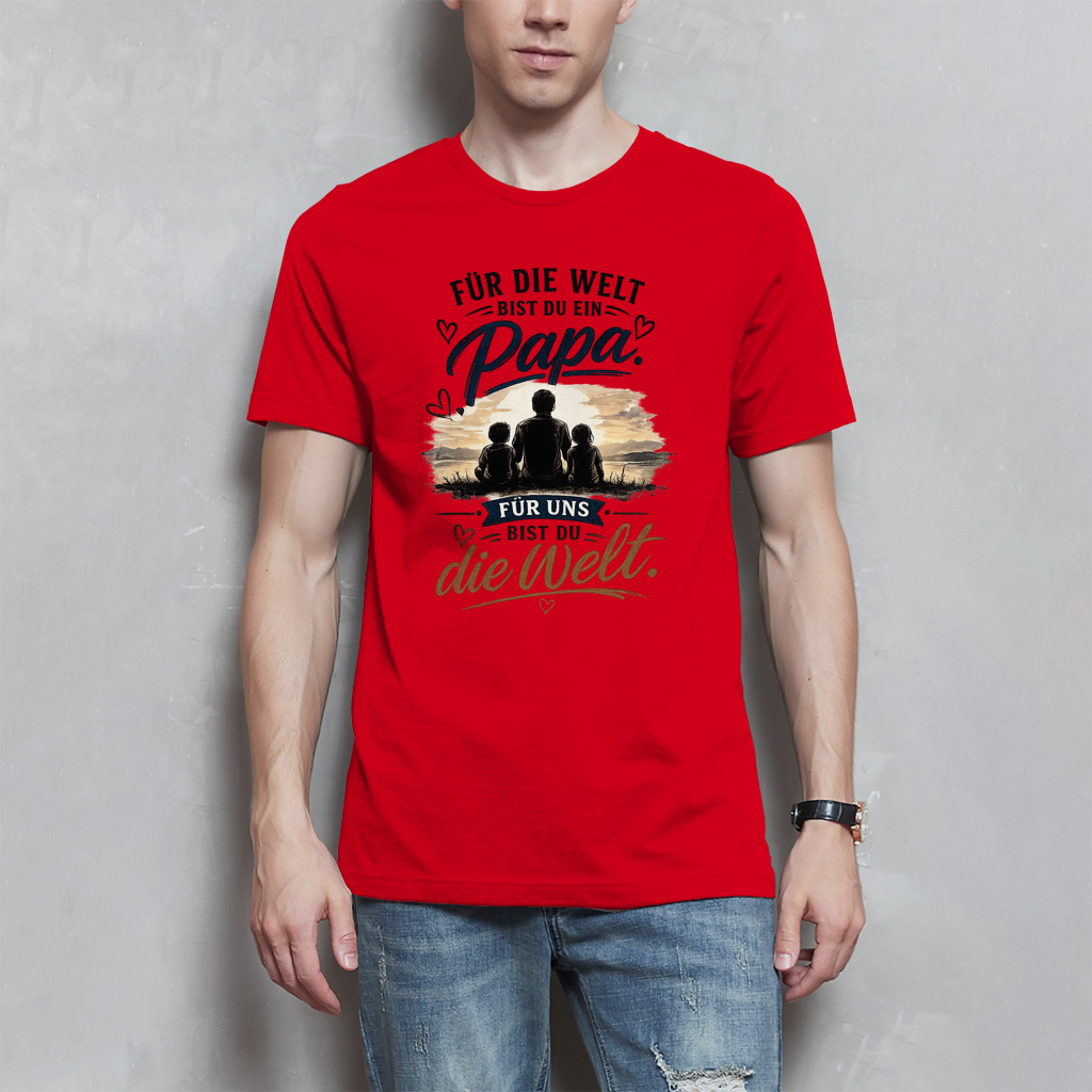 Herren T-Shirt „Für die Welt bist du ein Papa“ – Vatertag Geschenk für Papa