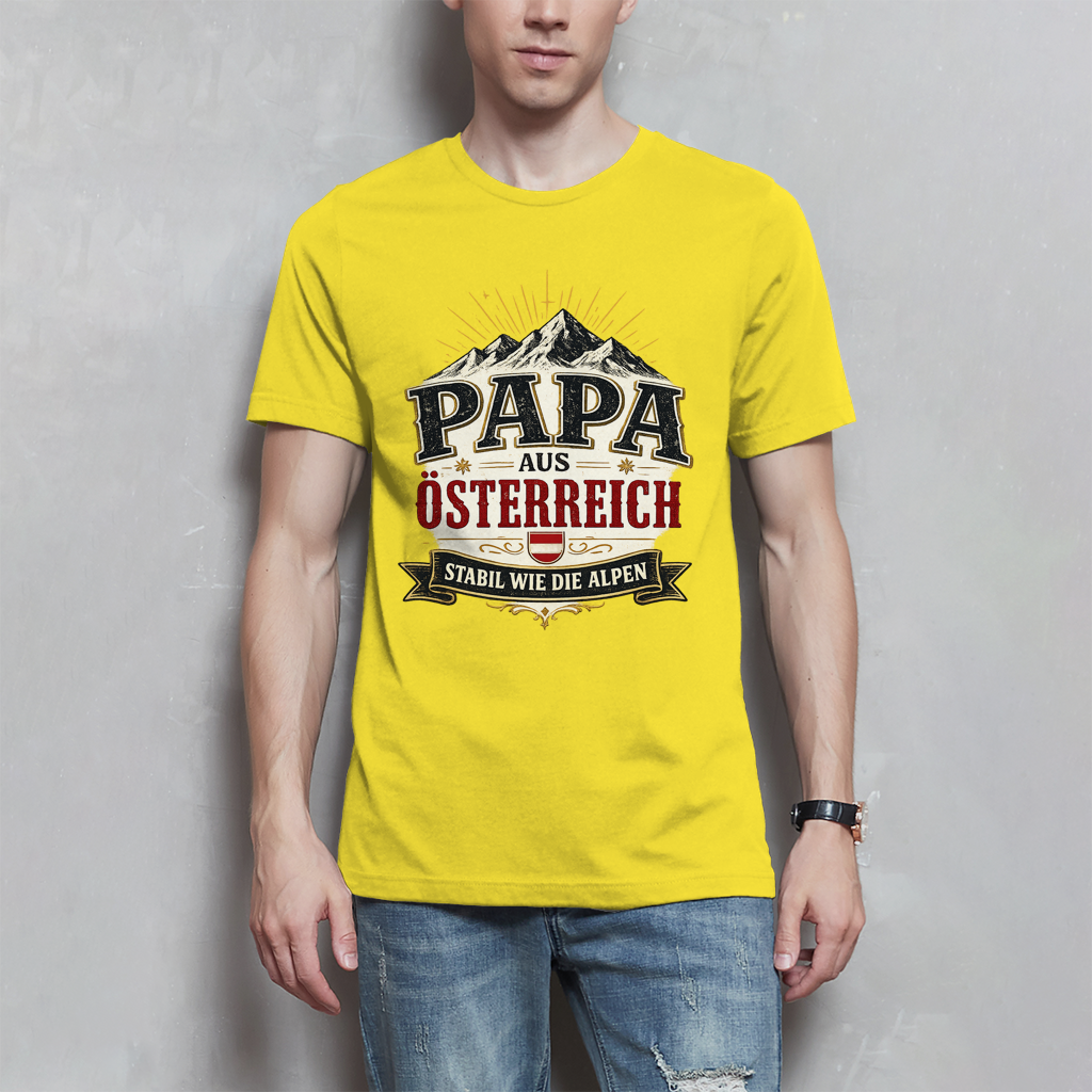 Herren T-Shirt „Papa aus Österreich – stabil wie die Alpen“ | Vatertag Geschenk