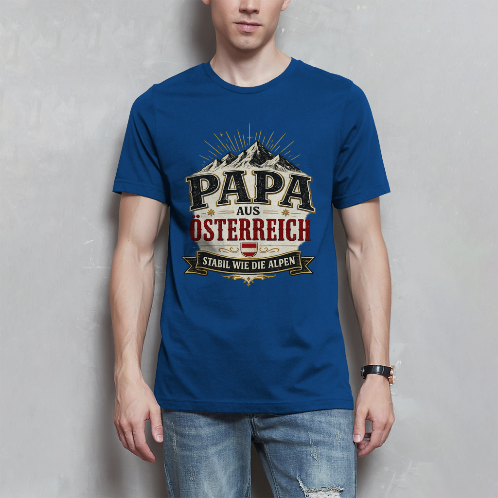 Herren T-Shirt „Papa aus Österreich – stabil wie die Alpen“ | Vatertag Geschenk
