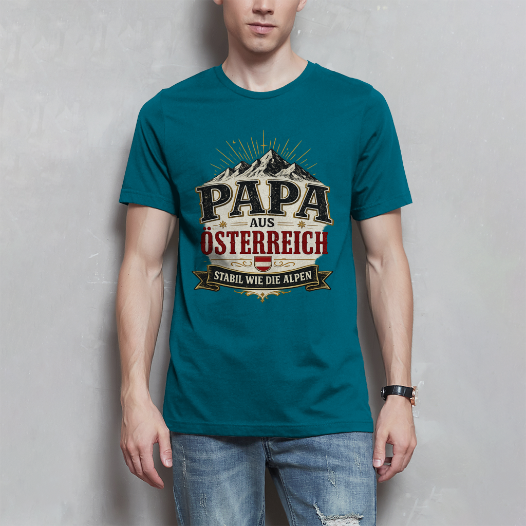 Herren T-Shirt „Papa aus Österreich – stabil wie die Alpen“ | Vatertag Geschenk