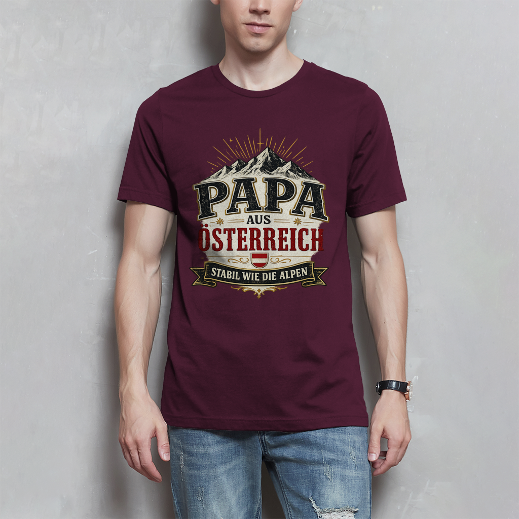 Herren T-Shirt „Papa aus Österreich – stabil wie die Alpen“ | Vatertag Geschenk