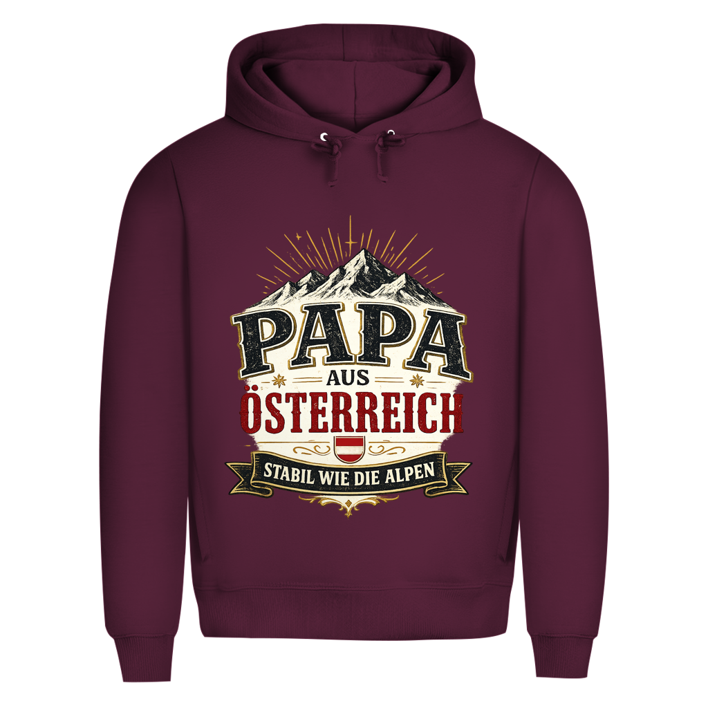 Herren Bio Hoodie „Papa aus Österreich – stabil wie die Alpen“ | Vatertag Geschenk