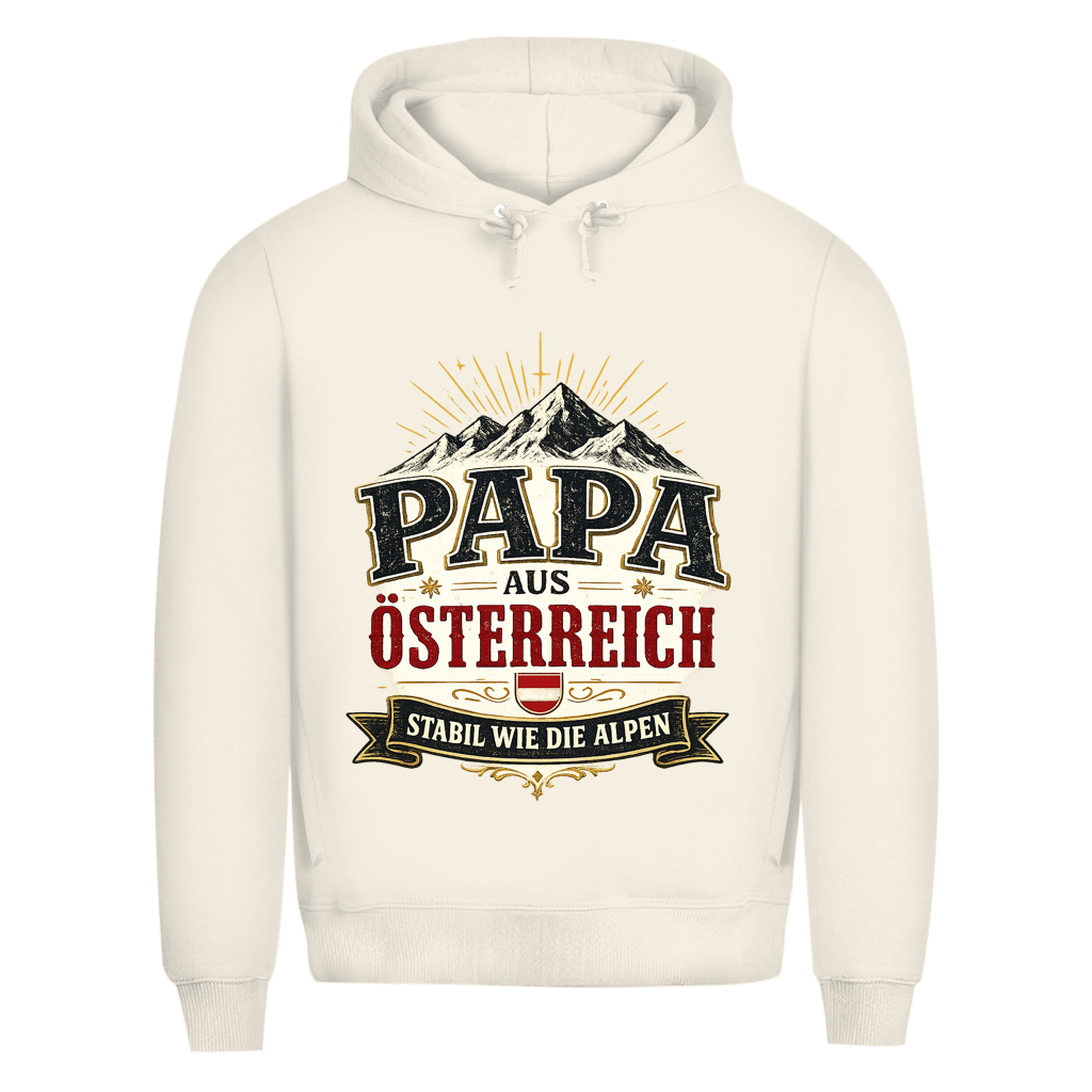 Herren Bio Hoodie „Papa aus Österreich – stabil wie die Alpen“ | Vatertag Geschenk