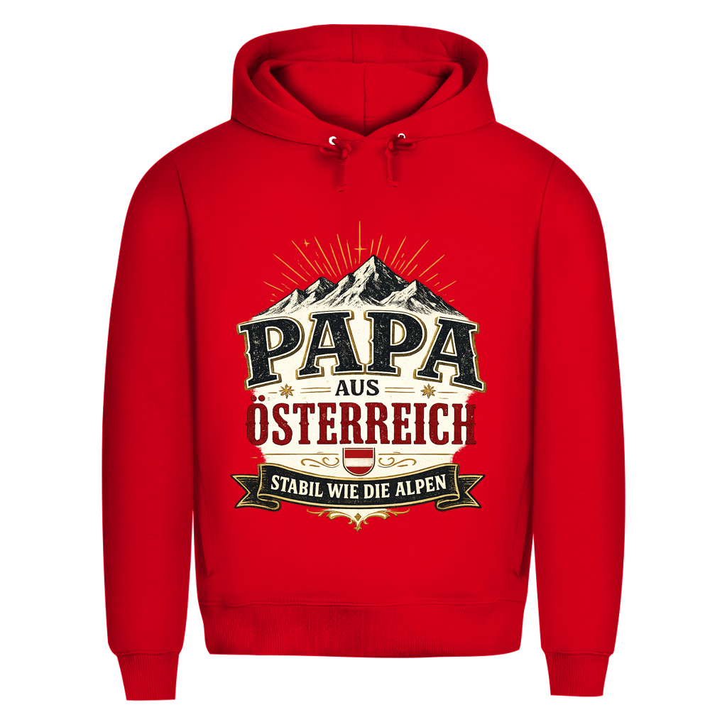 Herren Bio Hoodie „Papa aus Österreich – stabil wie die Alpen“ | Vatertag Geschenk