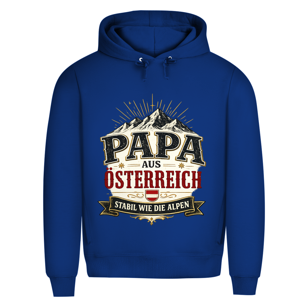 Herren Bio Hoodie „Papa aus Österreich – stabil wie die Alpen“ | Vatertag Geschenk