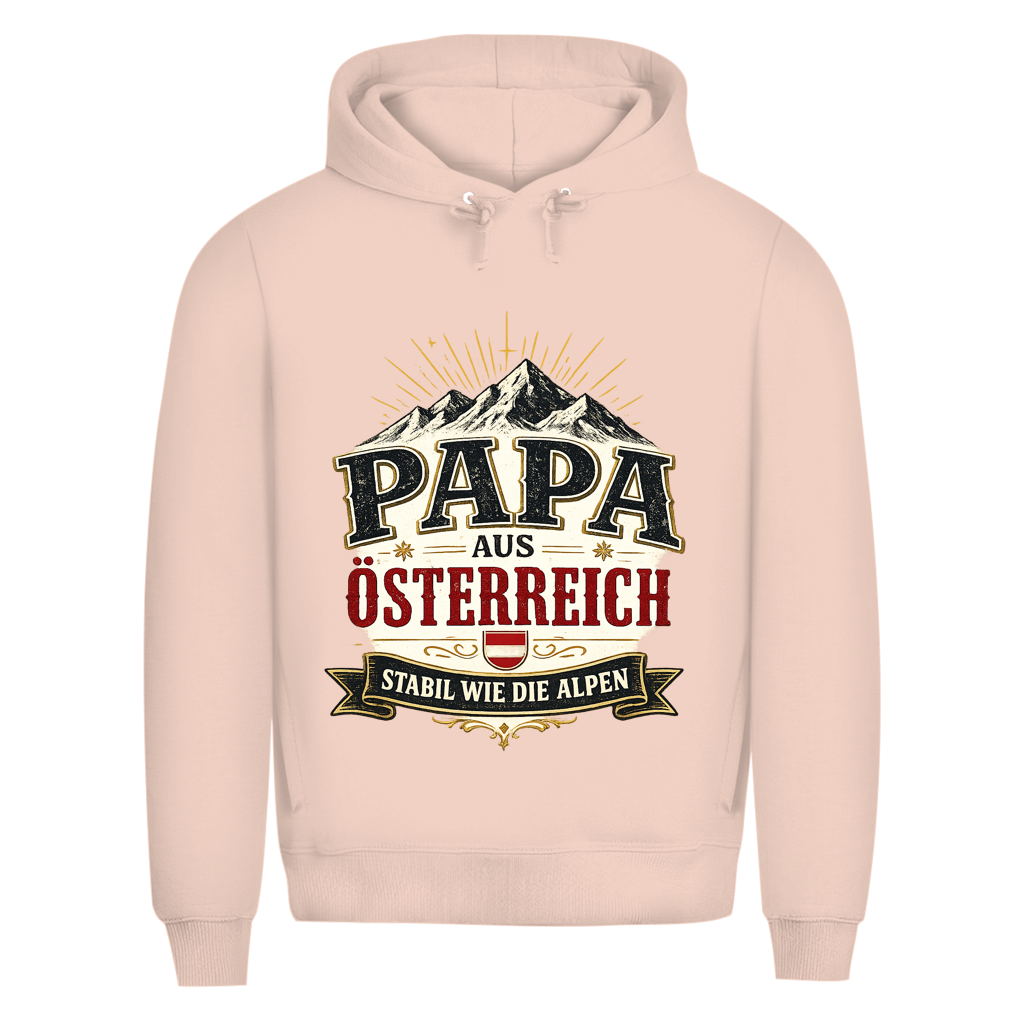 Herren Bio Hoodie „Papa aus Österreich – stabil wie die Alpen“ | Vatertag Geschenk