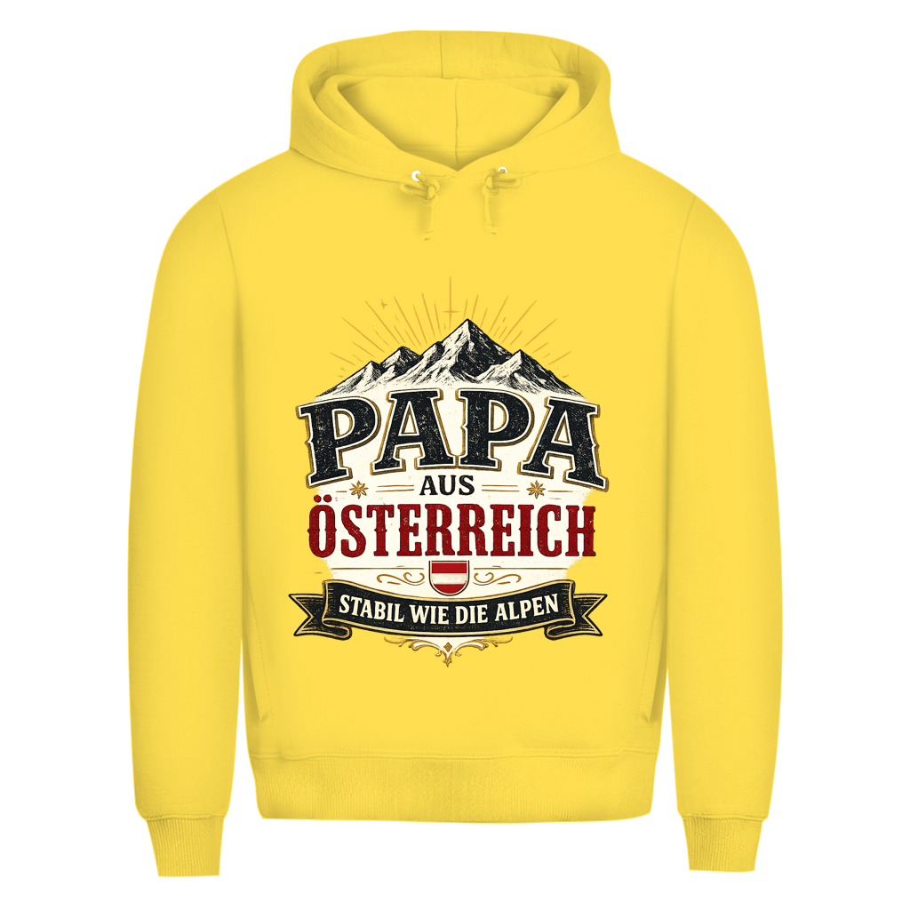 Herren Bio Hoodie „Papa aus Österreich – stabil wie die Alpen“ | Vatertag Geschenk