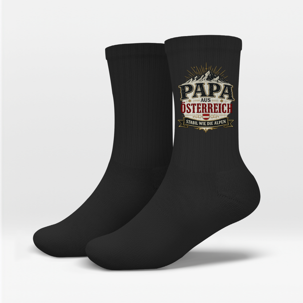 Crew Socken „Papa aus Österreich – stabil wie die Alpen“ | Vatertag Geschenk