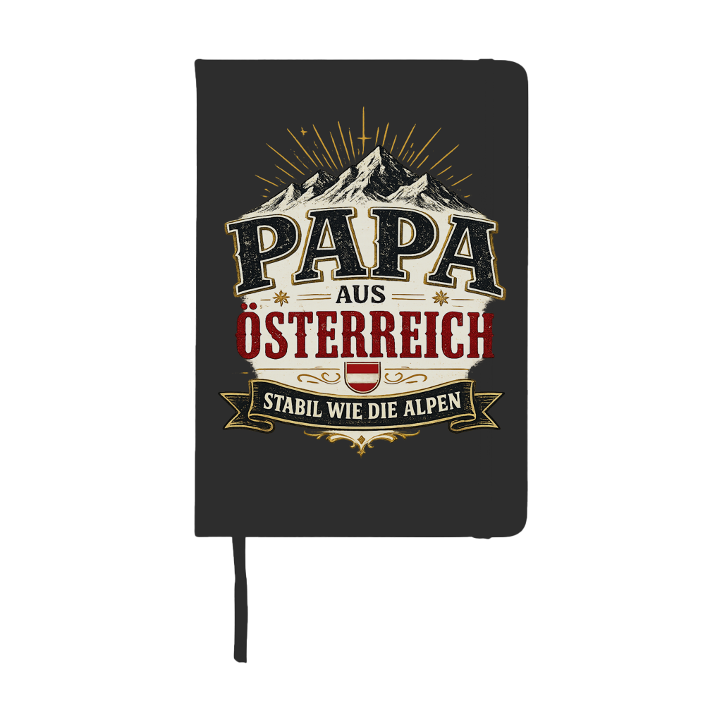 A5 Notizbuch „Papa aus Österreich – stabil wie die Alpen“ | Vatertag Geschenk