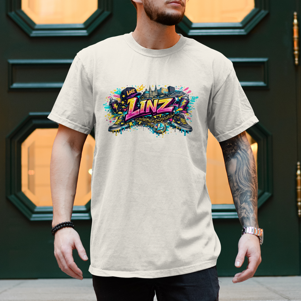 Herren T-Shirt LINZ Graffiti Style – Austria Street Vibes Kollektion