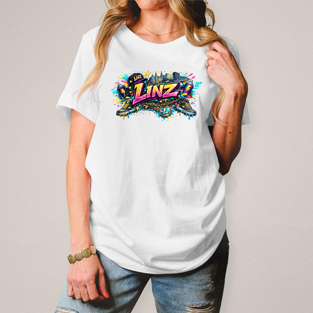 Damen T-Shirt LINZ Graffiti Style – Austria Street Vibes Kollektion