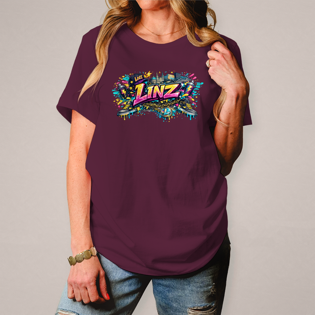 Damen T-Shirt LINZ Graffiti Style – Austria Street Vibes Kollektion