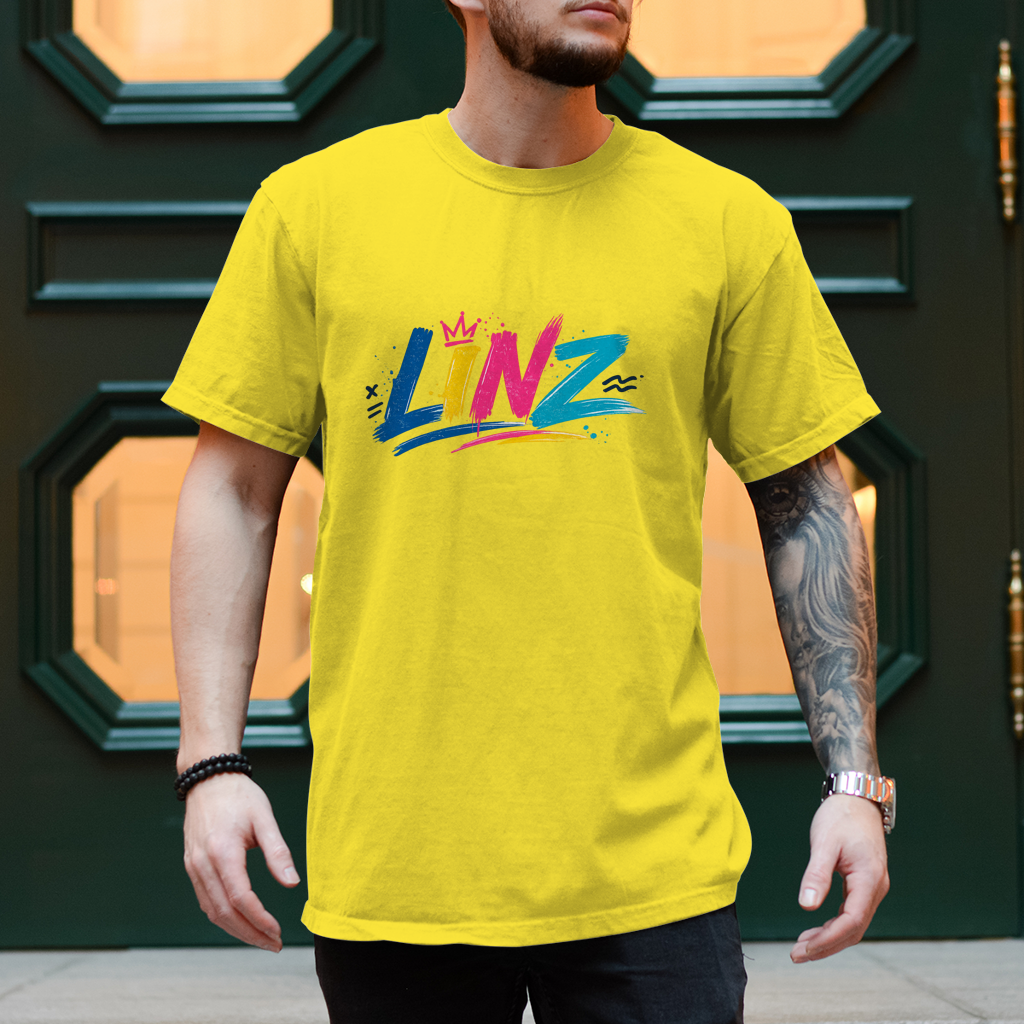 Herren T-Shirt LINZ Retro Graffiti Style – Austria Street Vibes Kollektion