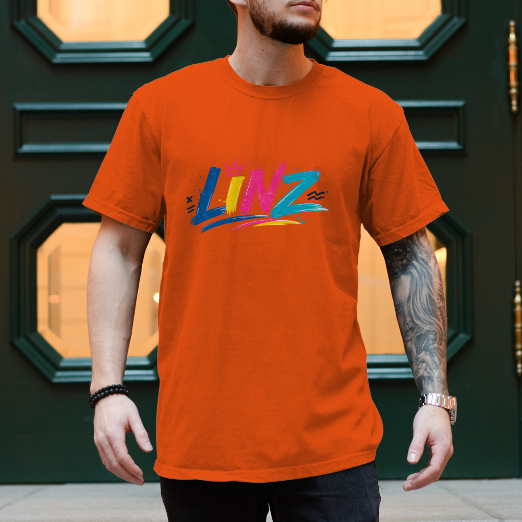 Herren T-Shirt LINZ Retro Graffiti Style – Austria Street Vibes Kollektion