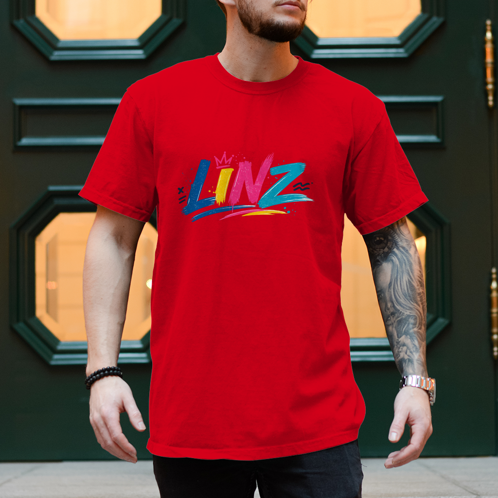 Herren T-Shirt LINZ Retro Graffiti Style – Austria Street Vibes Kollektion