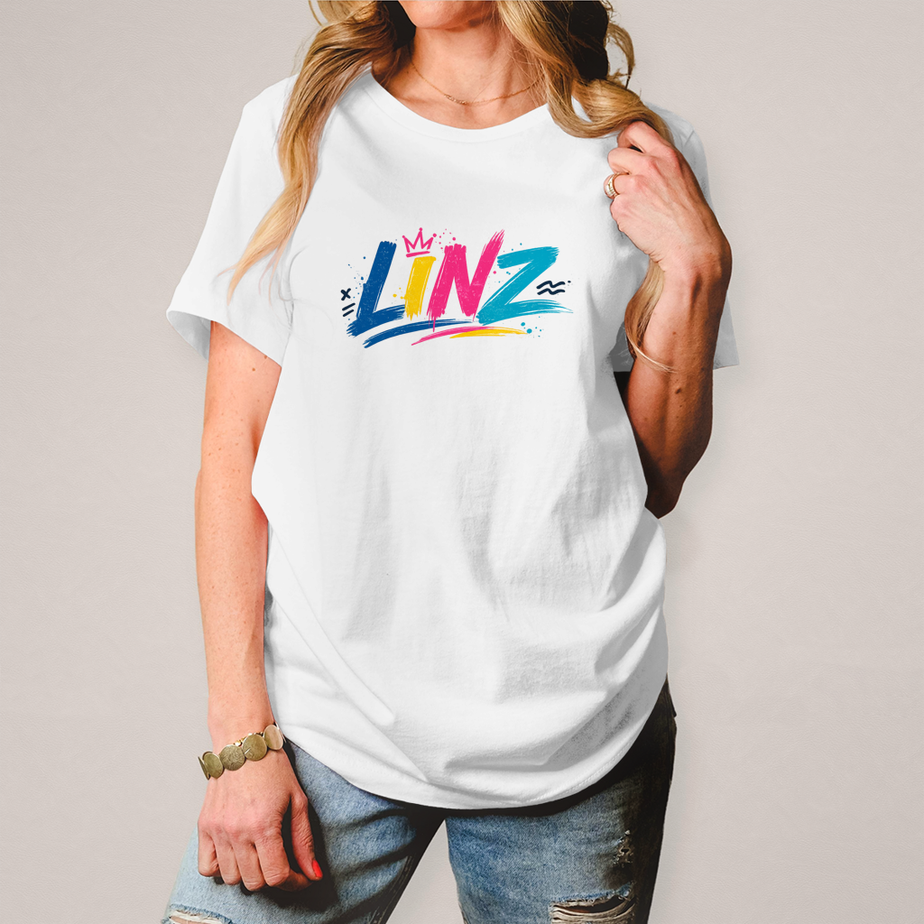 Herren T-Shirt LINZ Retro Graffiti Style – Austria Street Vibes Kollektion