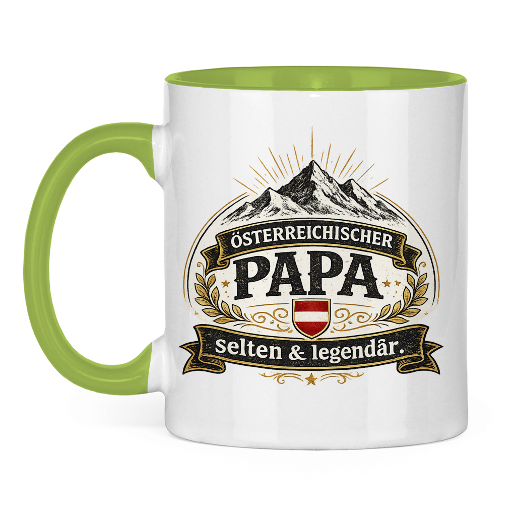 Zweifarbige Tasse „Österreichischer Papa – selten & legendär“ | Lustige Papa Kaffeetasse