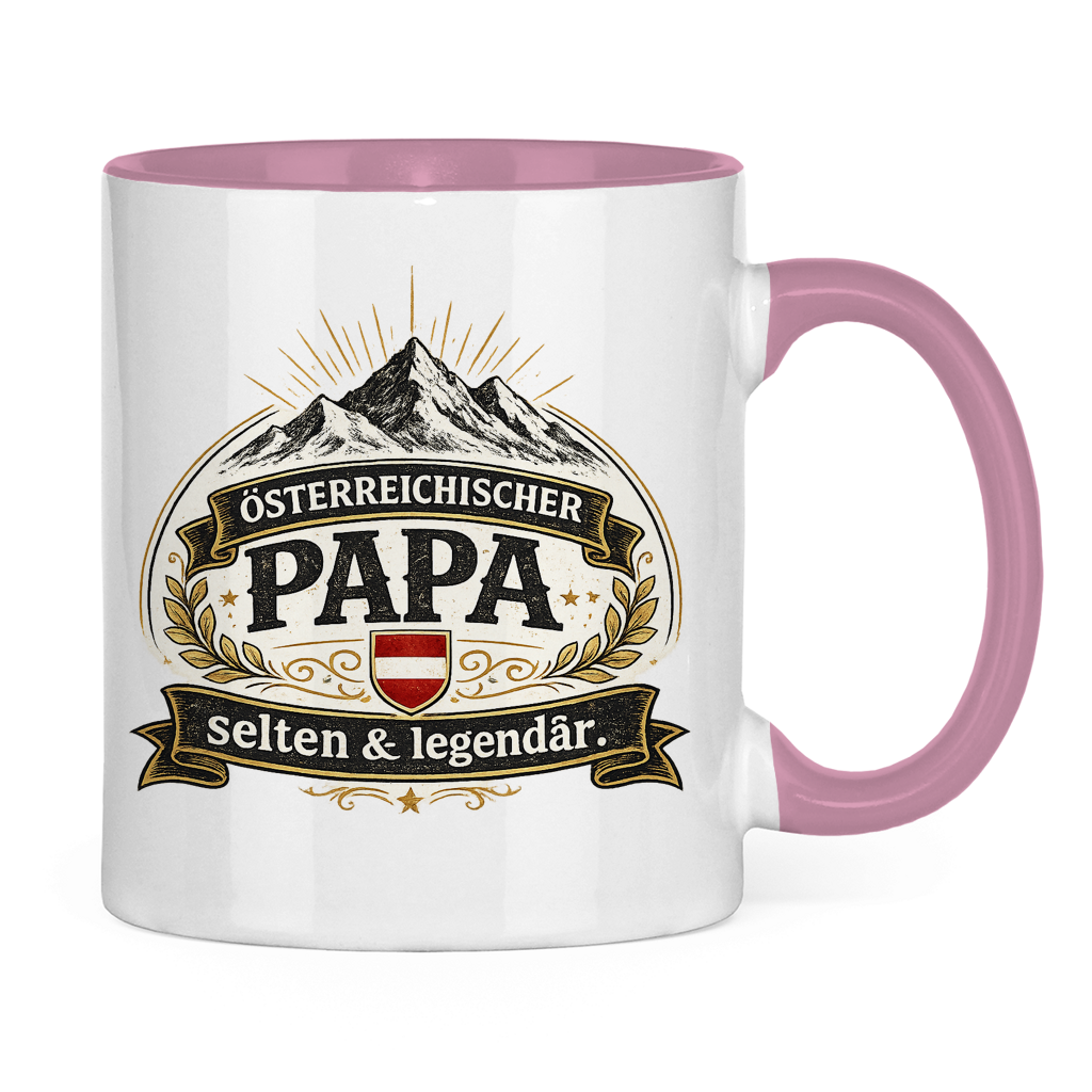 Zweifarbige Tasse „Österreichischer Papa – selten & legendär“ | Lustige Papa Kaffeetasse