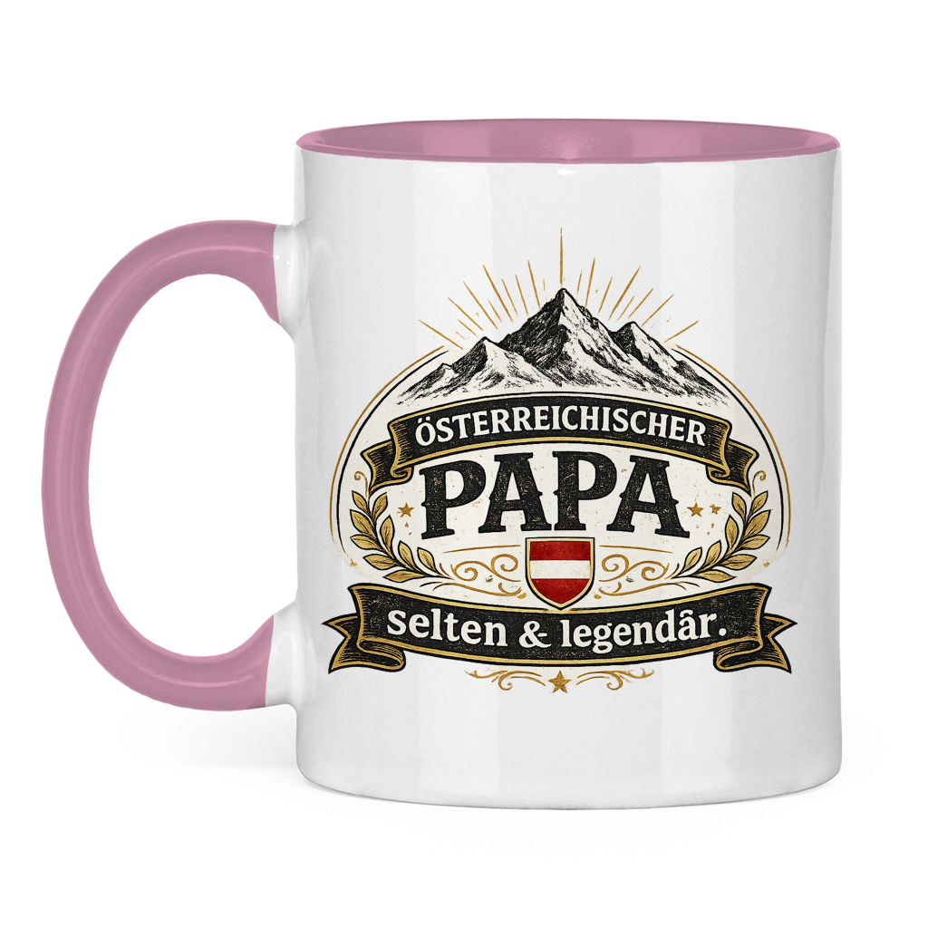 Zweifarbige Tasse „Österreichischer Papa – selten & legendär“ | Lustige Papa Kaffeetasse