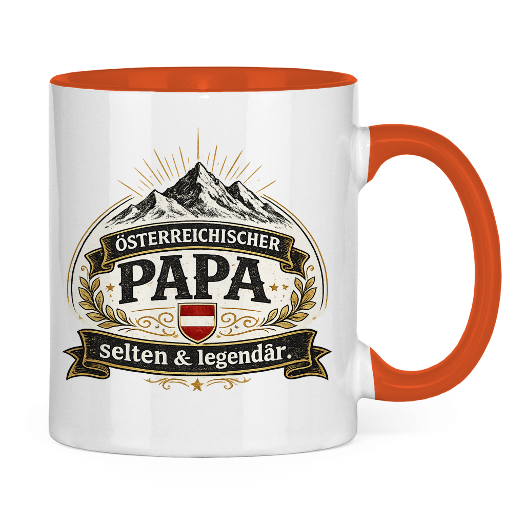Zweifarbige Tasse „Österreichischer Papa – selten & legendär“ | Lustige Papa Kaffeetasse