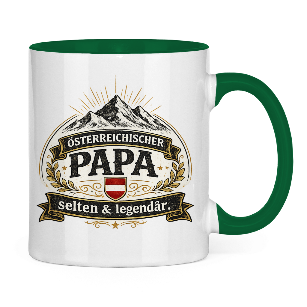 Zweifarbige Tasse „Österreichischer Papa – selten & legendär“ | Lustige Papa Kaffeetasse