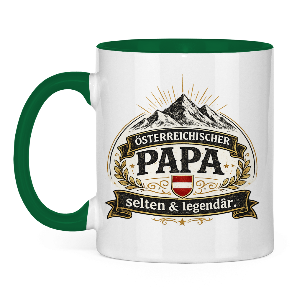 Zweifarbige Tasse „Österreichischer Papa – selten & legendär“ | Lustige Papa Kaffeetasse