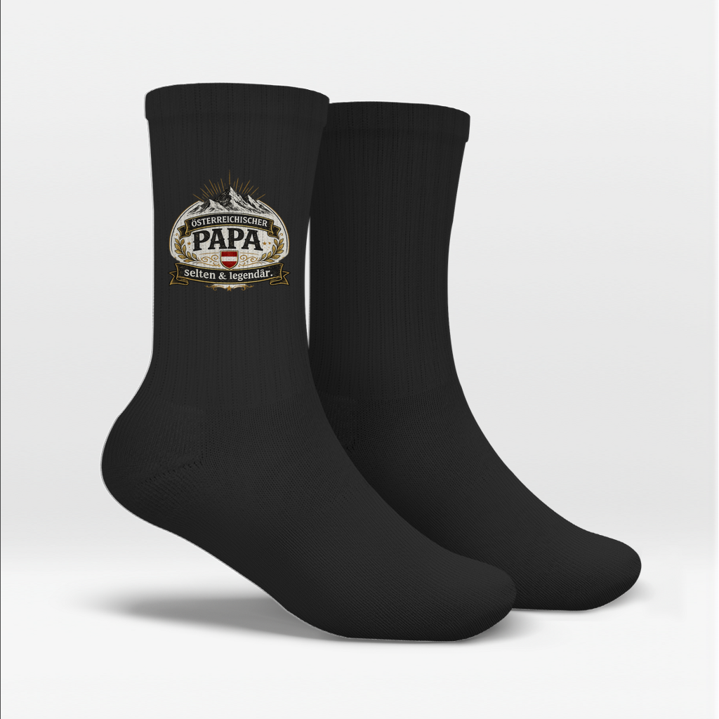 Crew Socken „Österreichischer Papa – selten & legendär“ | Lustige Papa Socken Österreich