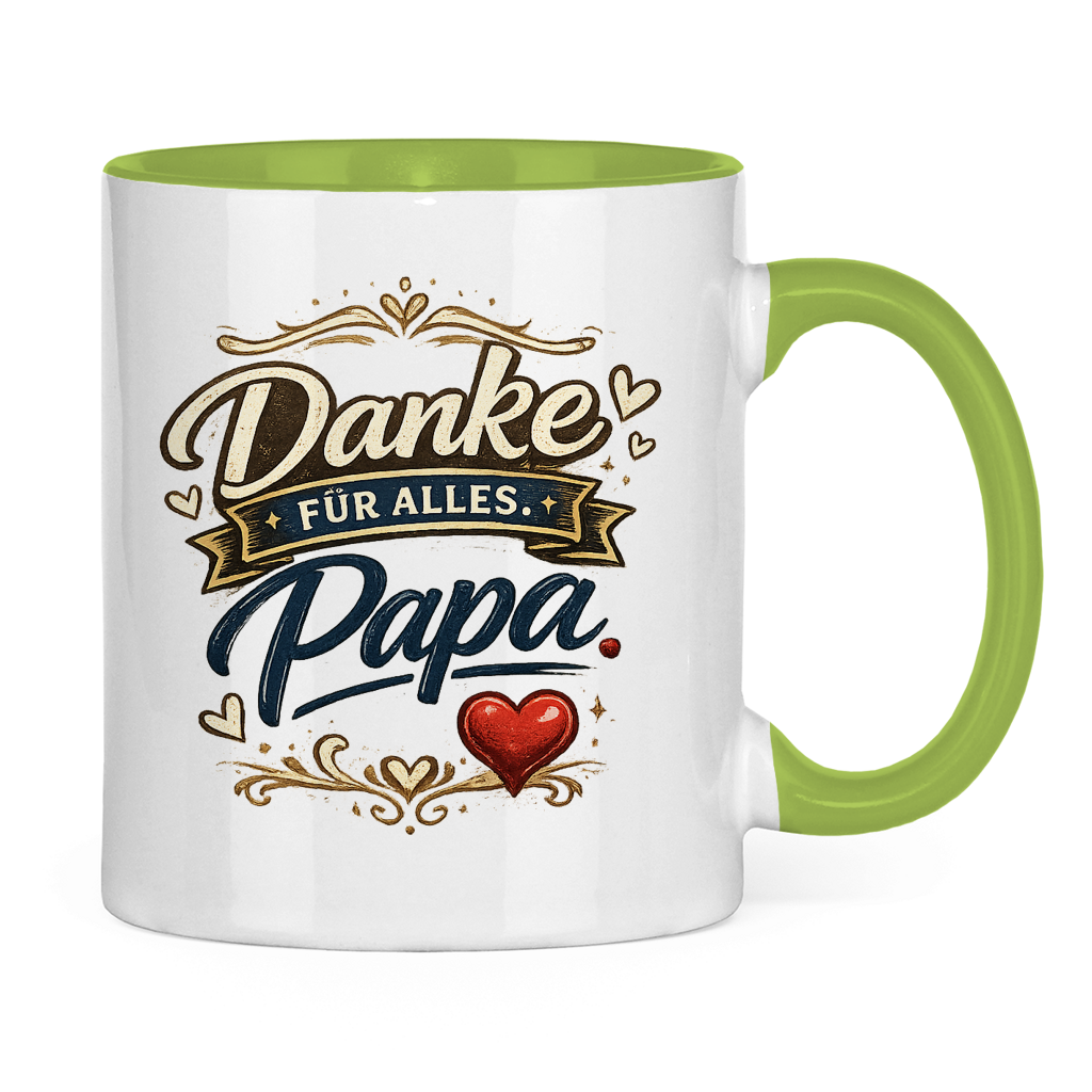 Zweifarbige Tasse „Danke für alles, Papa“ – Liebevolle Papa Keramiktasse Geschenkidee