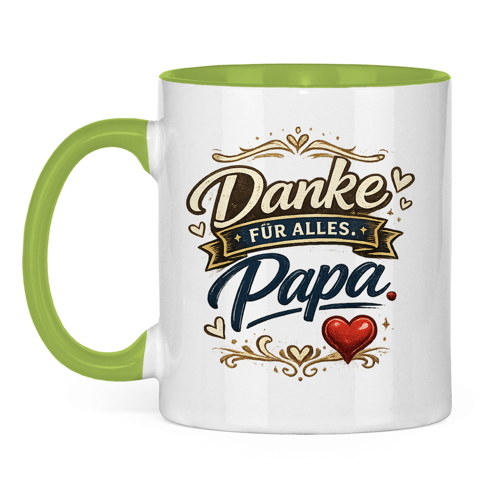 Zweifarbige Tasse „Danke für alles, Papa“ – Liebevolle Papa Keramiktasse Geschenkidee