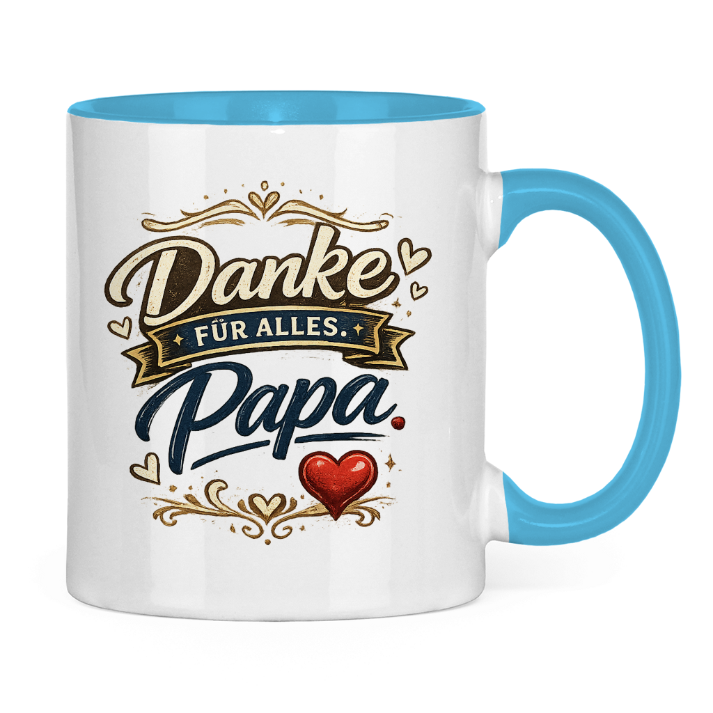 Zweifarbige Tasse „Danke für alles, Papa“ – Liebevolle Papa Keramiktasse Geschenkidee