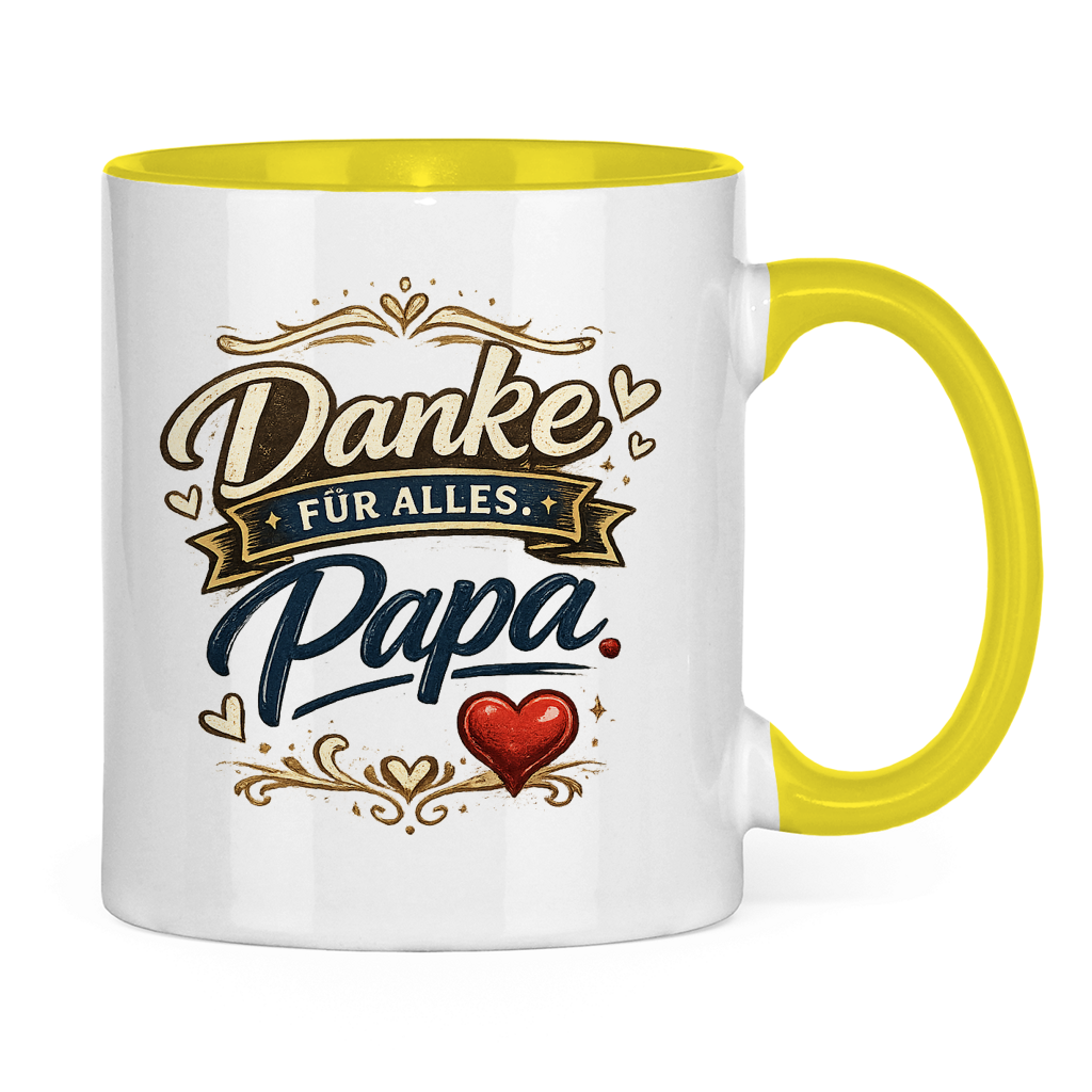Zweifarbige Tasse „Danke für alles, Papa“ – Liebevolle Papa Keramiktasse Geschenkidee