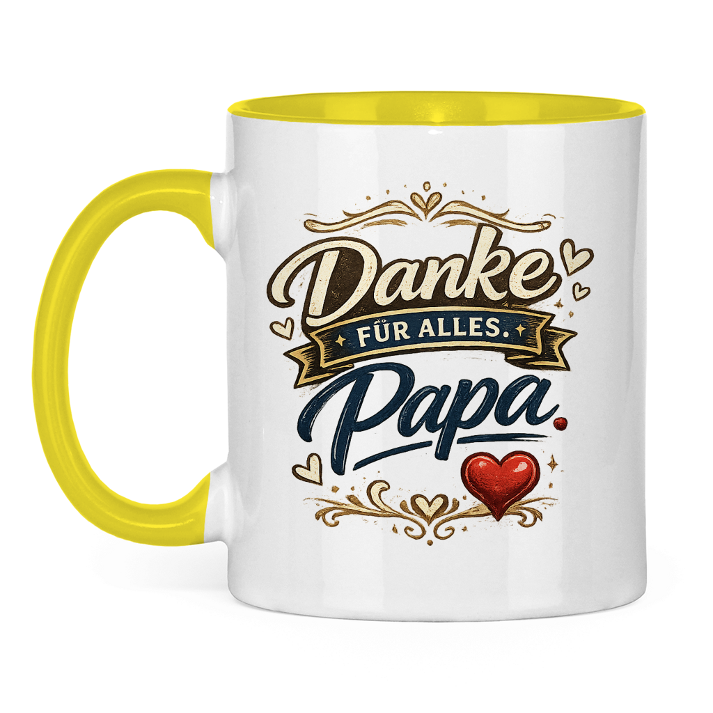 Zweifarbige Tasse „Danke für alles, Papa“ – Liebevolle Papa Keramiktasse Geschenkidee