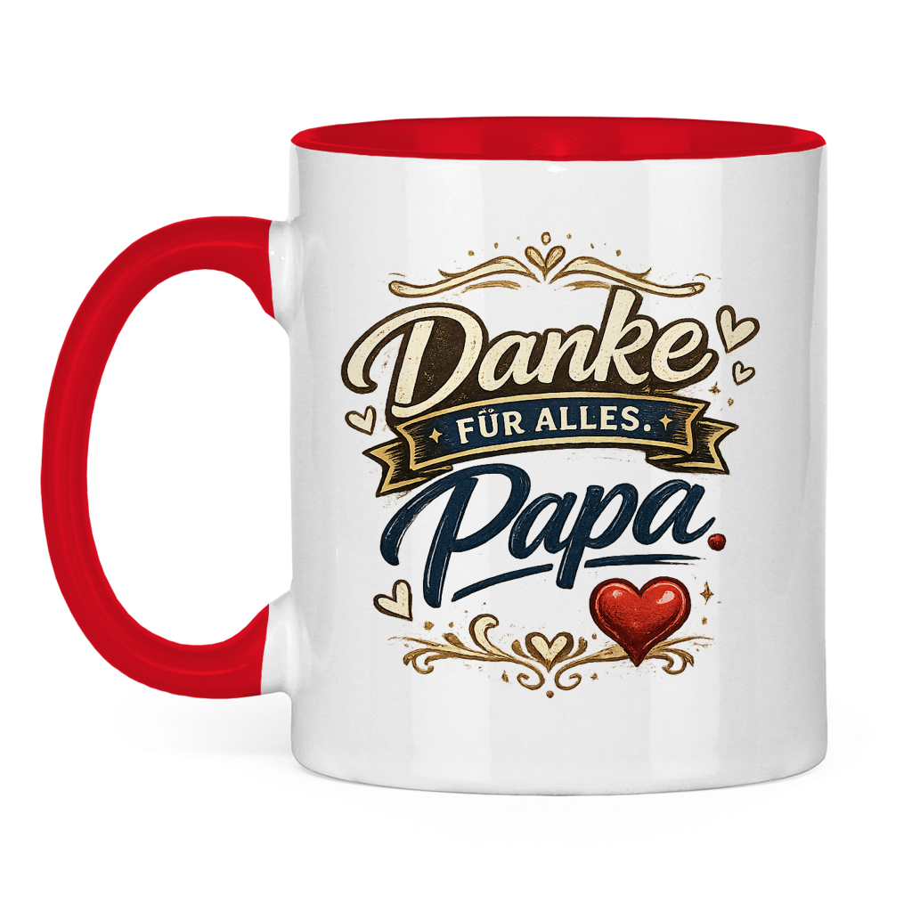 Zweifarbige Tasse „Danke für alles, Papa“ – Liebevolle Papa Keramiktasse Geschenkidee
