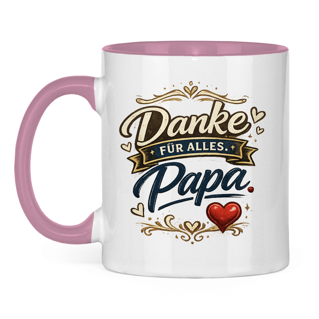 Zweifarbige Tasse „Danke für alles, Papa“ – Liebevolle Papa Keramiktasse Geschenkidee