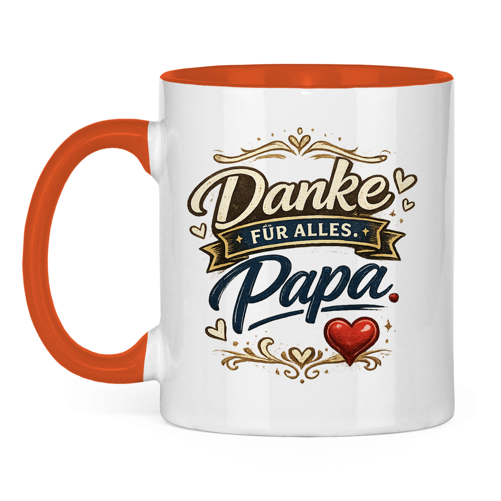 Zweifarbige Tasse „Danke für alles, Papa“ – Liebevolle Papa Keramiktasse Geschenkidee