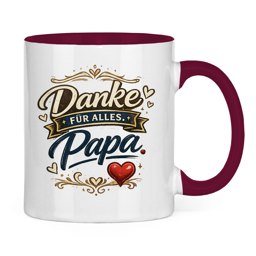 Zweifarbige Tasse „Danke für alles, Papa“ – Liebevolle Papa Keramiktasse Geschenkidee