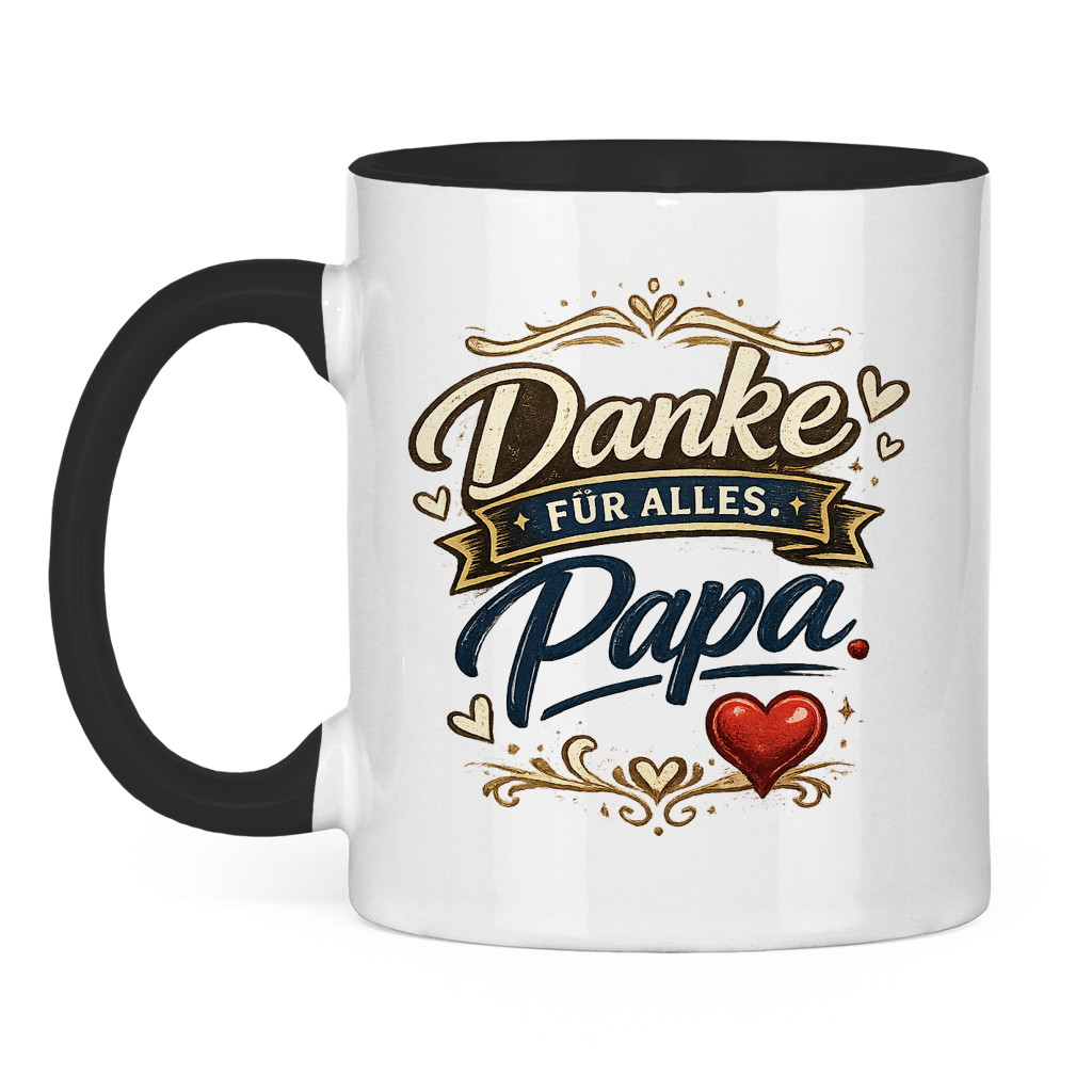 Zweifarbige Tasse „Danke für alles, Papa“ – Liebevolle Papa Keramiktasse Geschenkidee