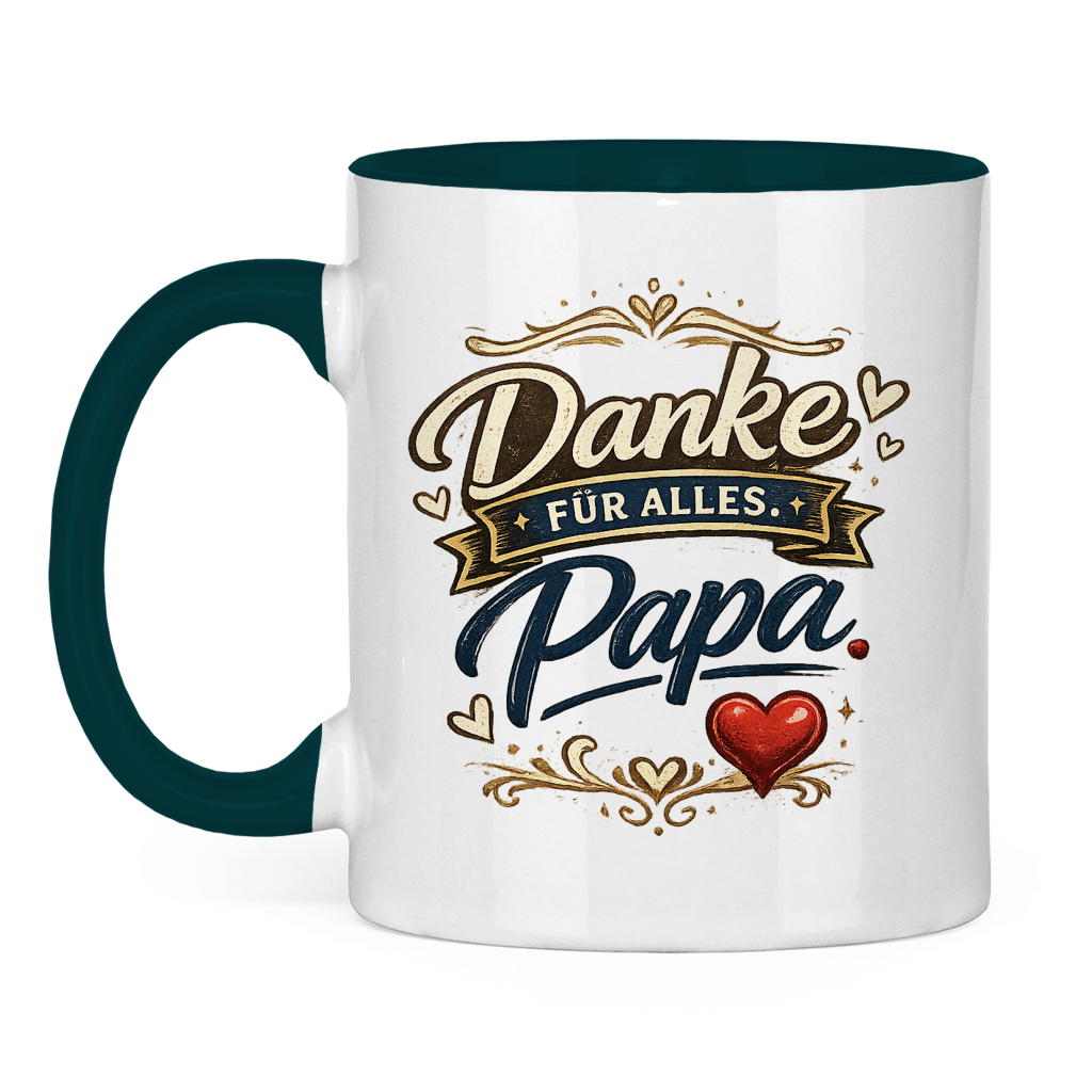Zweifarbige Tasse „Danke für alles, Papa“ – Liebevolle Papa Keramiktasse Geschenkidee