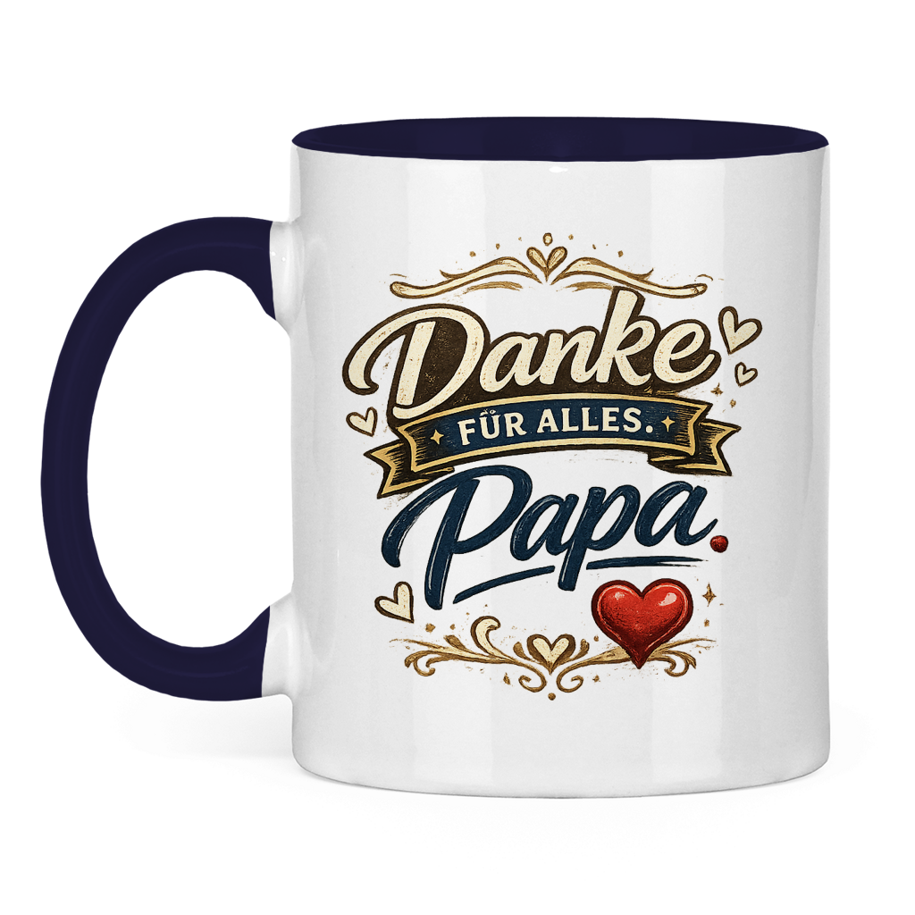 Zweifarbige Tasse „Danke für alles, Papa“ – Liebevolle Papa Keramiktasse Geschenkidee