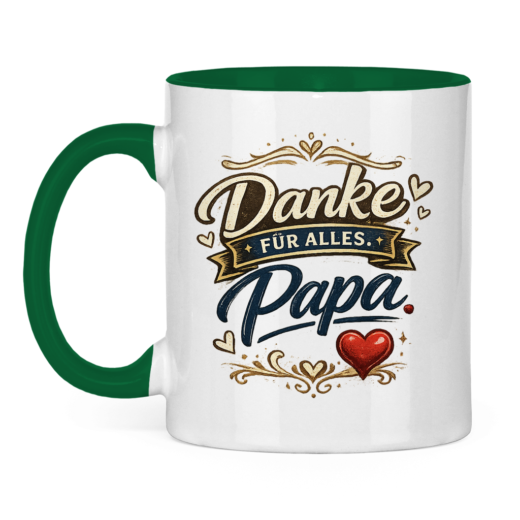 Zweifarbige Tasse „Danke für alles, Papa“ – Liebevolle Papa Keramiktasse Geschenkidee