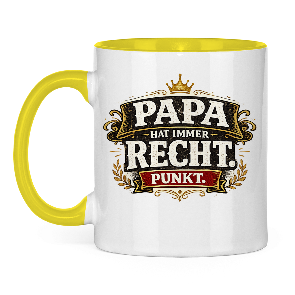 Zweifarbige Tasse „Papa hat immer recht“ – Lustige Papa Keramiktasse Geschenkidee