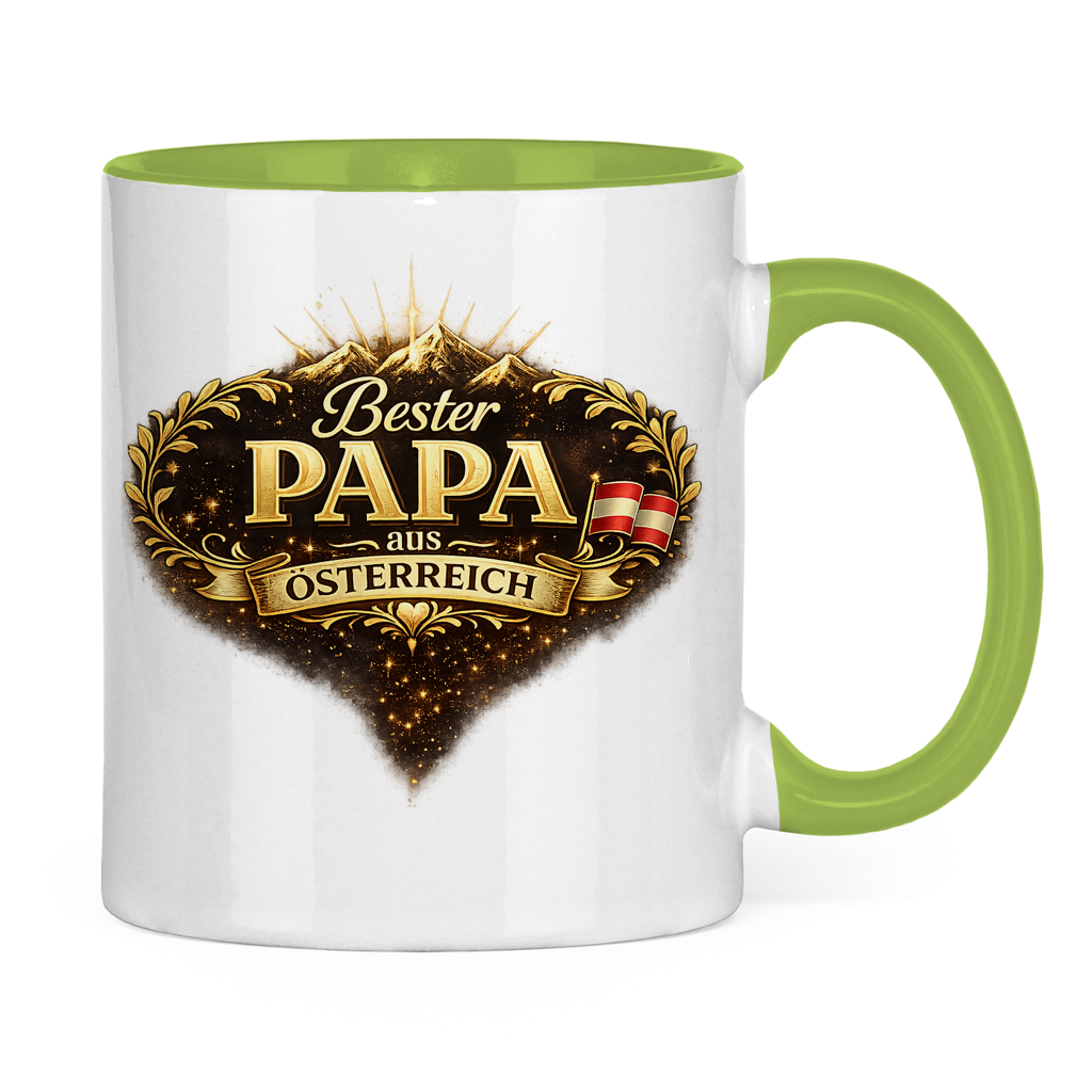 Zweifarbige Tasse „Bester Papa aus Österreich“ – Lustige Papa Keramiktasse Geschenkidee