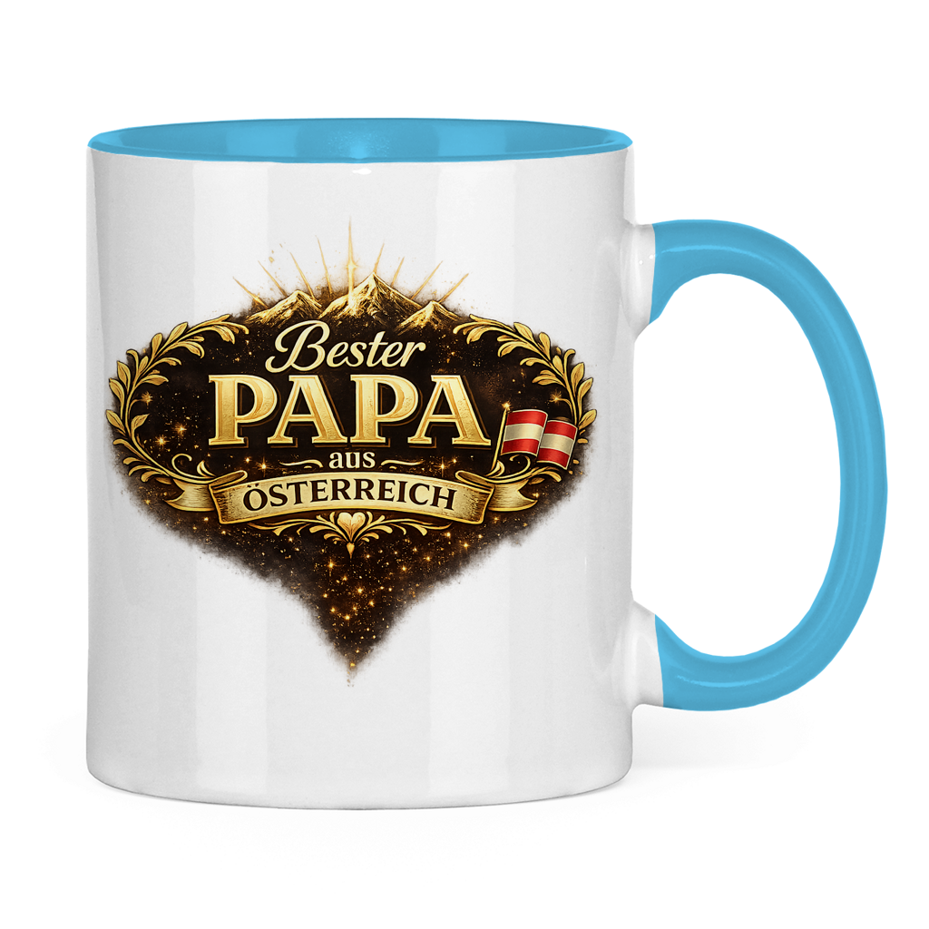 Zweifarbige Tasse „Bester Papa aus Österreich“ – Lustige Papa Keramiktasse Geschenkidee