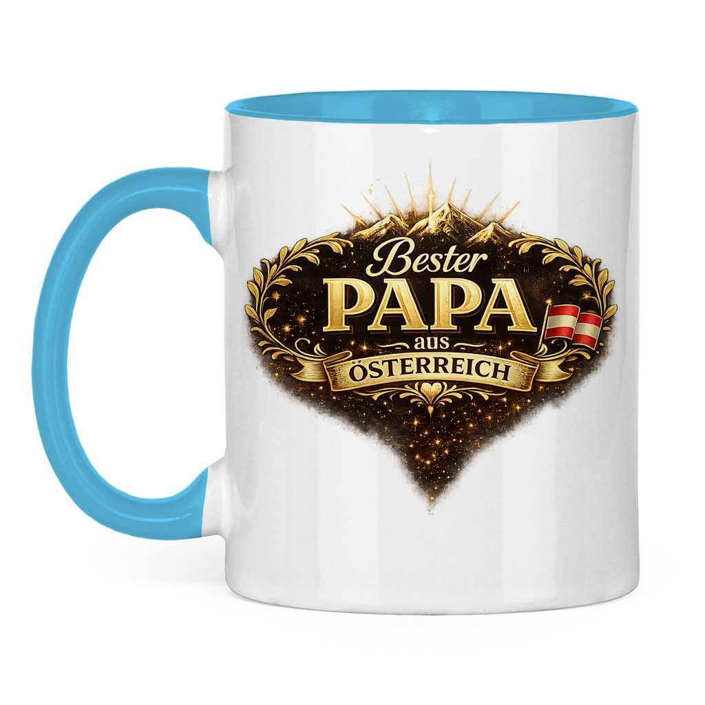 Zweifarbige Tasse „Bester Papa aus Österreich“ – Lustige Papa Keramiktasse Geschenkidee